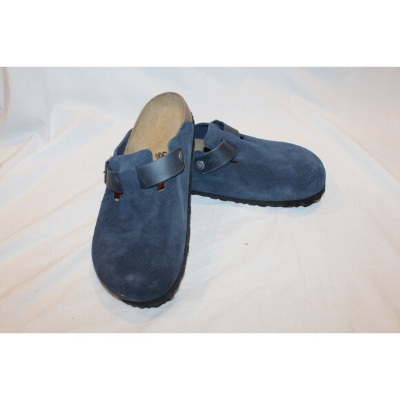 Birkenstock Men\'s Boston BS Suede Mule Clog Suede Sandals EU 42 US 9 Reg Blue